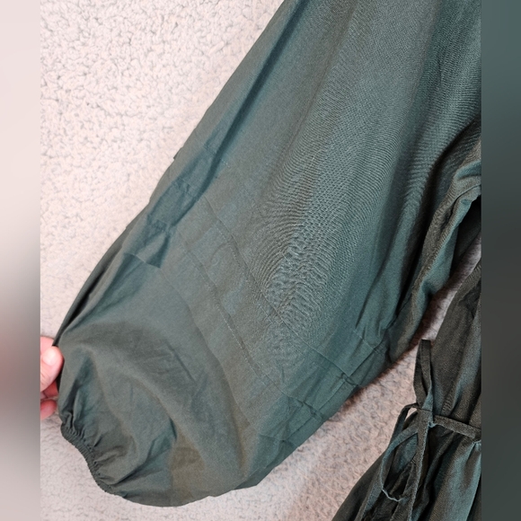 Madewell Womens Oaklynn Green All Cotton Long Sleeve Drawstring Dress Sz-S *READ - Picture 7 of 15